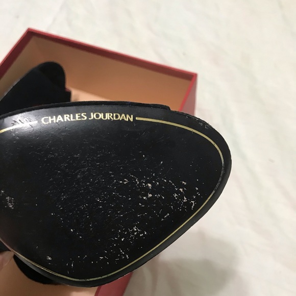 Peep toe high heels, black suede, women’s size 7 - Picture 7 of 7